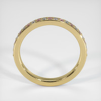 18K Yellow Gold Pink Sapphire and Diamond Pave Wedding Band Image