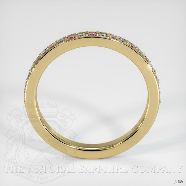 18K Yellow Gold Pink Sapphire and Diamond Pave Wedding Band