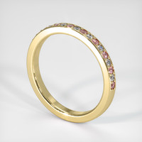 18K Yellow Gold Pink Sapphire and Diamond Pave Wedding Band Image