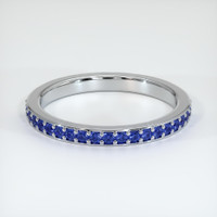 14K White Gold Blue Sapphire Prong Wedding Band Video
