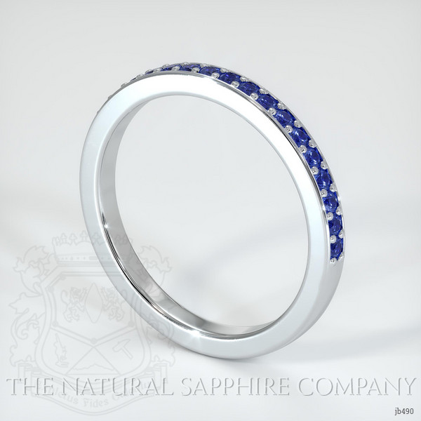 14K White Gold Blue Sapphire Prong Wedding Band