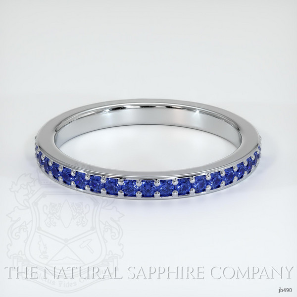 18K White Gold Blue Sapphire Prong Wedding Band