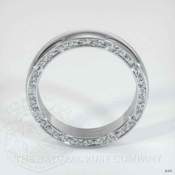 14K White Gold Men's Plain Band