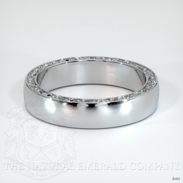 18K White Gold Men's Plain Band