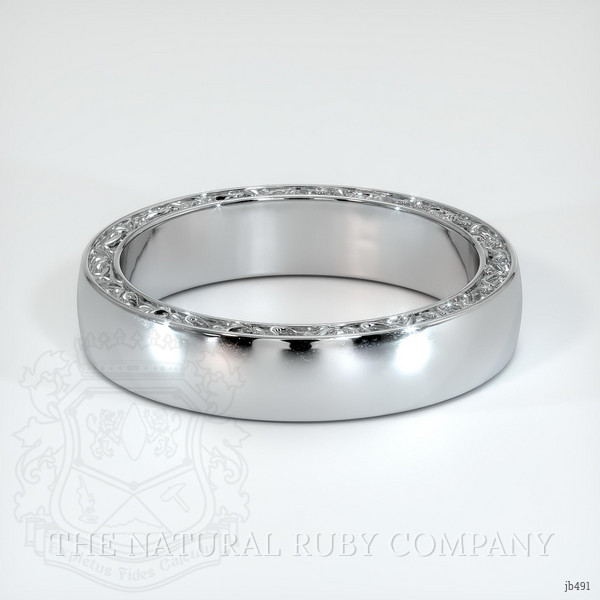 18K White Gold Men's Plain Band