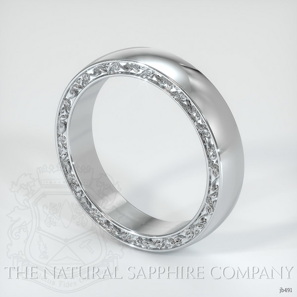 18K White Gold Men's Plain Band