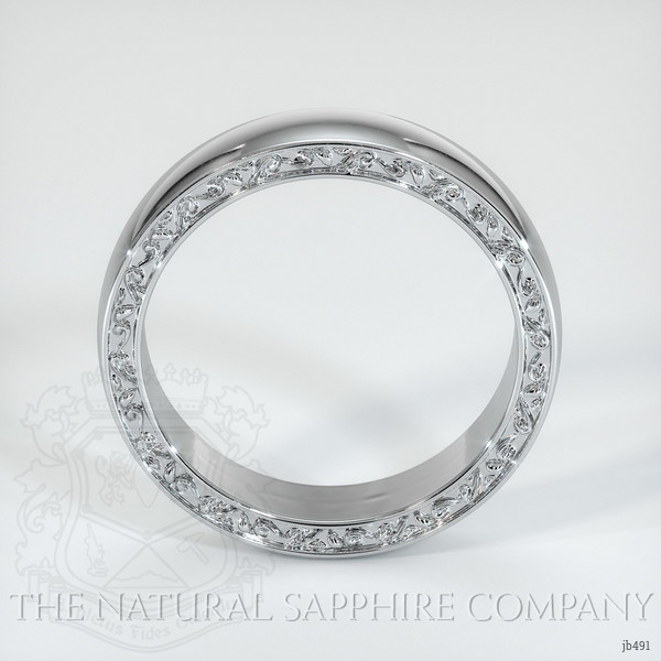 18K White Gold Men's Plain Band