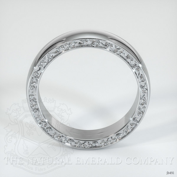 18K White Gold Men's Plain Band