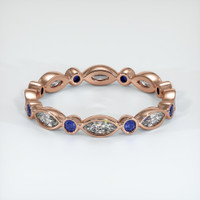 14K Rose Gold Blue Sapphire and Diamond Antique Style Wedding Band Video