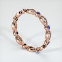 14K Rose Gold Blue Sapphire and Diamond Antique Style Wedding Band Image