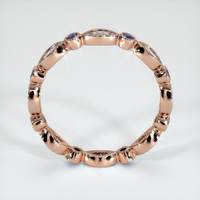 14K Rose Gold Blue Sapphire and Diamond Antique Style Wedding Band Image