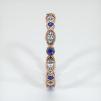 14K Rose Gold Blue Sapphire and Diamond Antique Style Wedding Band Image