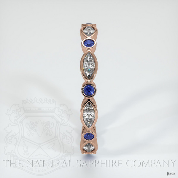 14K Rose Gold Blue Sapphire and Diamond Antique Style Wedding Band
