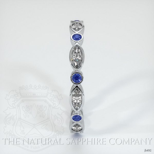 14K White Gold Blue Sapphire and Diamond Antique Style Wedding Band