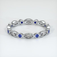 18K White Gold Blue Sapphire and Diamond Antique Style Wedding Band Video