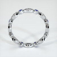 18K White Gold Blue Sapphire and Diamond Antique Style Wedding Band Image