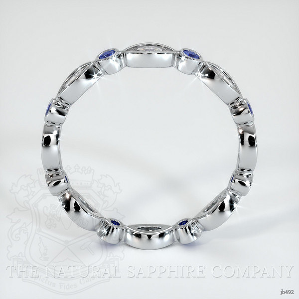 18K White Gold Blue Sapphire and Diamond Antique Style Wedding Band