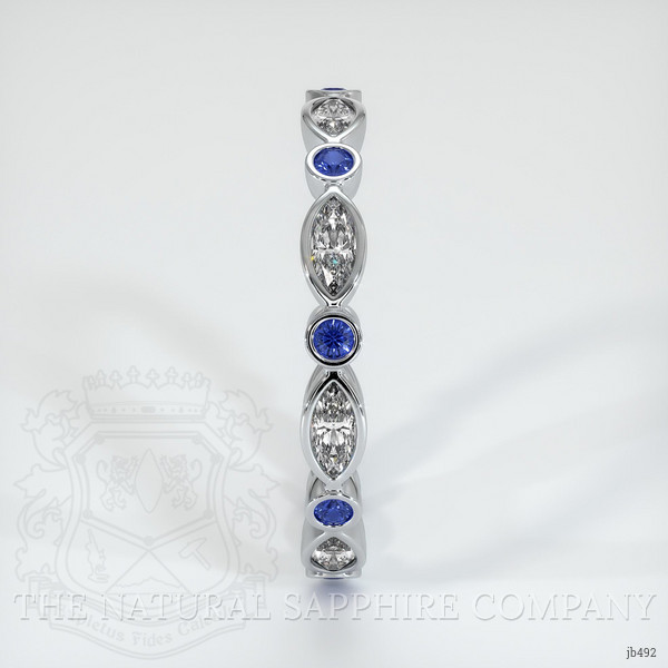 18K White Gold Blue Sapphire and Diamond Antique Style Wedding Band