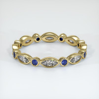 14K Yellow Gold Blue Sapphire and Diamond Antique Style Wedding Band Video