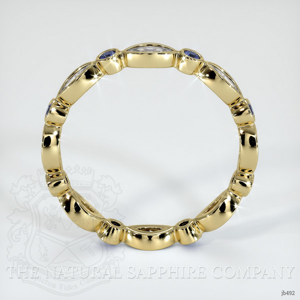 14K Yellow Gold Blue Sapphire and Diamond Antique Style Wedding Band