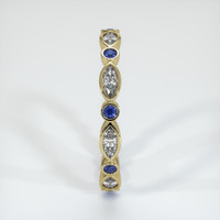 14K Yellow Gold Blue Sapphire and Diamond Antique Style Wedding Band Image