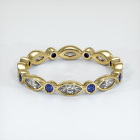 18K Yellow Gold Blue Sapphire and Diamond Antique Style Wedding Band Video