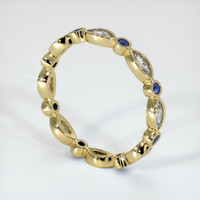18K Yellow Gold Blue Sapphire and Diamond Antique Style Wedding Band Image