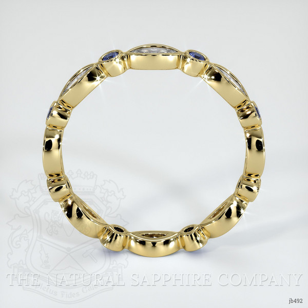 18K Yellow Gold Blue Sapphire and Diamond Antique Style Wedding Band