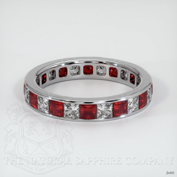 Platinum 950 Ruby and Diamond Eternity Wedding Band