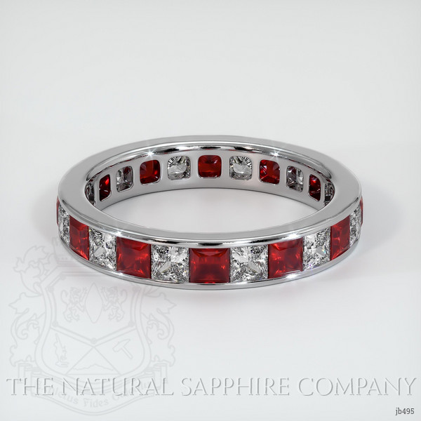 14K White Gold Ruby and Diamond Eternity Wedding Band