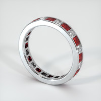 14K White Gold Ruby and Diamond Eternity Wedding Band Image