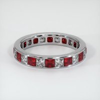 18K White Gold Ruby and Diamond Eternity Wedding Band Video