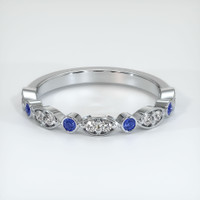 Platinum 950 Blue Sapphire and Diamond Antique Style Wedding Band Video