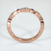 14K Rose Gold Blue Sapphire and Diamond Antique Style Wedding Band Image