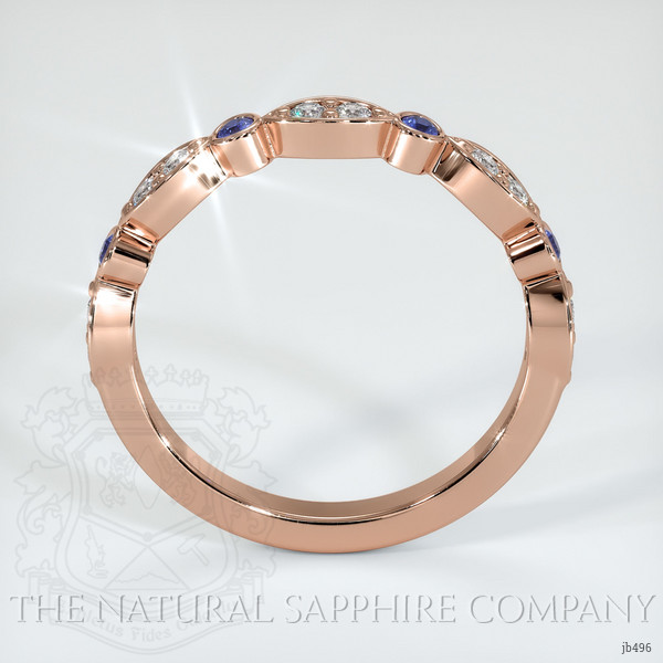 14K Rose Gold Blue Sapphire and Diamond Antique Style Wedding Band