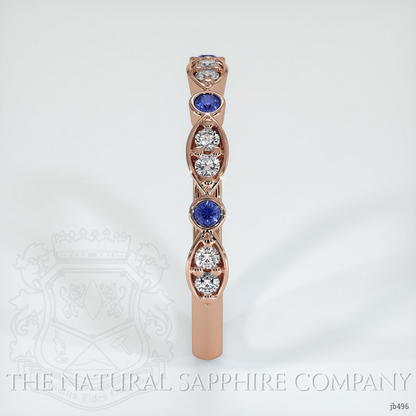 14K Rose Gold Blue Sapphire and Diamond Antique Style Wedding Band