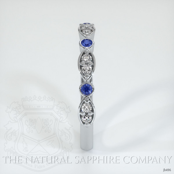 14K White Gold Blue Sapphire and Diamond Antique Style Wedding Band