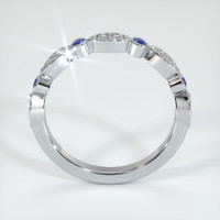 18K White Gold Blue Sapphire and Diamond Antique Style Wedding Band Image