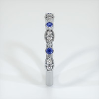 18K White Gold Blue Sapphire and Diamond Antique Style Wedding Band Image