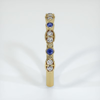 14K Yellow Gold Blue Sapphire and Diamond Antique Style Wedding Band Image