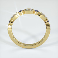 18K Yellow Gold Blue Sapphire and Diamond Antique Style Wedding Band Image