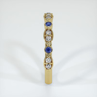18K Yellow Gold Blue Sapphire and Diamond Antique Style Wedding Band Image