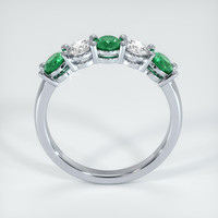 Platinum 950 Emerald and Diamond Prong Wedding Band Image