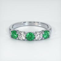 18K White Gold Emerald and Diamond Prong Wedding Band Video