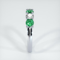18K White Gold Emerald and Diamond Prong Wedding Band Image
