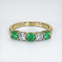 18K Yellow Gold Emerald and Diamond Prong Wedding Band Video