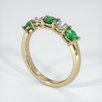 18K Yellow Gold Emerald and Diamond Prong Wedding Band Image