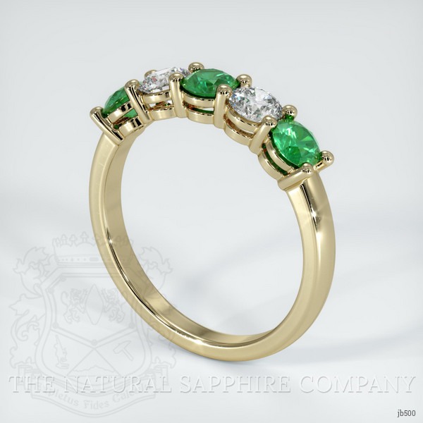 18K Yellow Gold Emerald and Diamond Prong Wedding Band