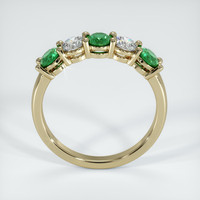 18K Yellow Gold Emerald and Diamond Prong Wedding Band Image