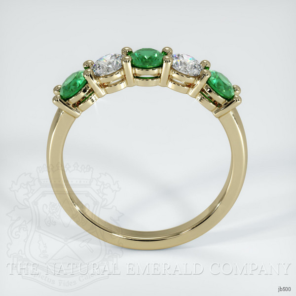 18K Yellow Gold Emerald and Diamond Prong Wedding Band